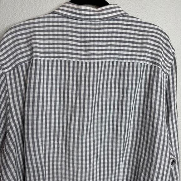 The Men's Store Bloomingdales 100% Linen Gray Plaid Shirt Size X-Large - Picture 5 of 9